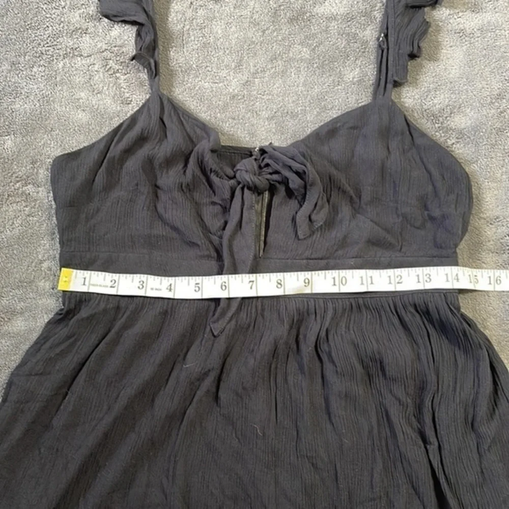 Forever 21 Medium Mini Dress Womens Black Ruffle Strap Tie Front‎ Sundress